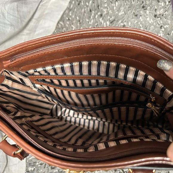 RICH BROWN TOTE BAG~ RUBY BLUE COUTURE - Picture 6 of 8